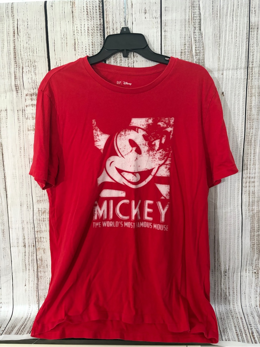 GAP Red Mickey Distressed Graphic Short Sleeve Tee